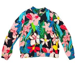 Zara TRF_Outerwear Button Down Jacket Bomber Floral Multicolor Size Small